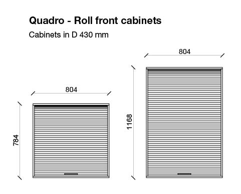 Quadro roll front cabinets