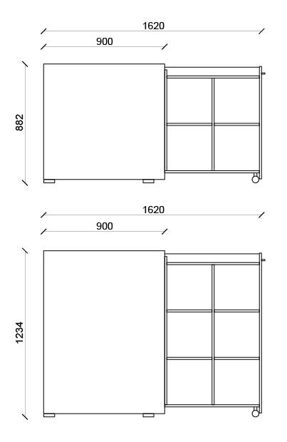 V pull-out cabinet