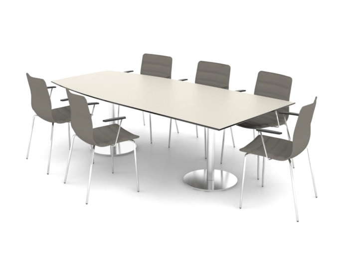 Cube Design - halv bådformet konferencebord - søjler i slebet rustfrit stål