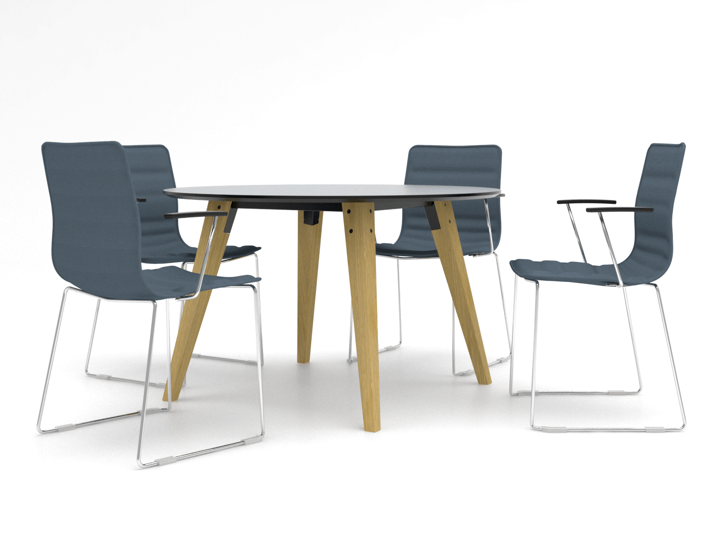 Cube Design - kontormøbler - Spider mødebord - S10 stole - massive træben - egetræsben