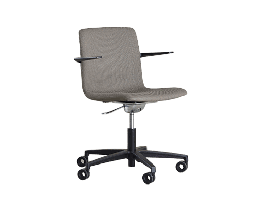 Cube Design - kontormøbler - S20 konferencestol med lav ryg - polstret med Cura, Gabriel - stel og armlæn i sort